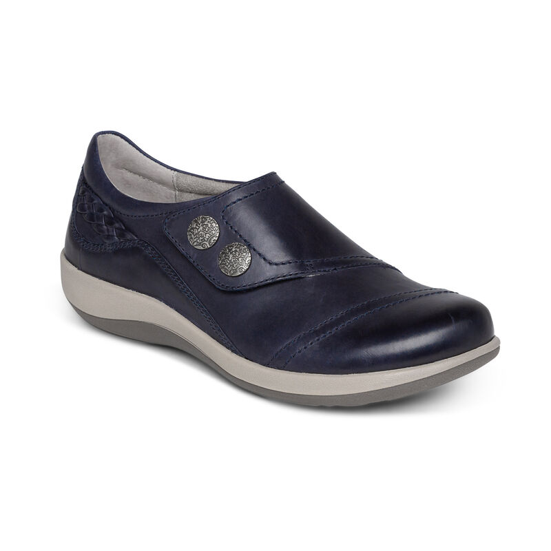 Aetrex Womens Karina Monk Strap Flats Navy - hVx2Cb1HY